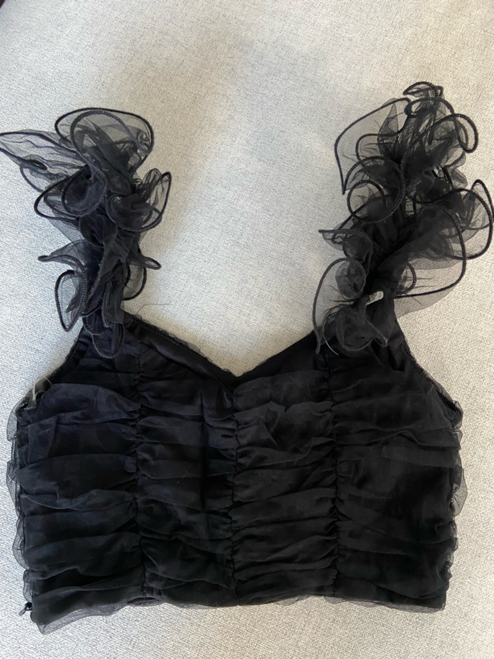 Hot & Delicious Black Ruffle Crop Top NWT